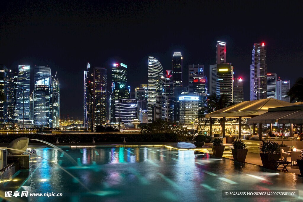 新加坡夜景城市风光