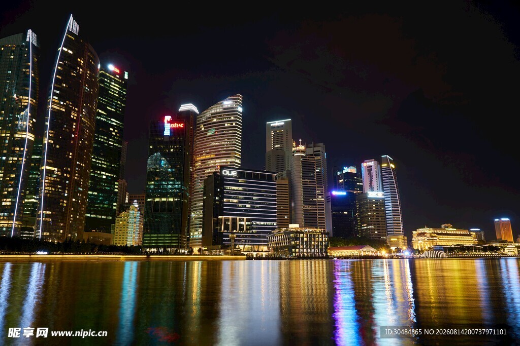 新加坡璀璨夜景城市风光