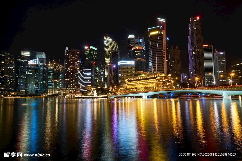 新加坡夜景城市风光