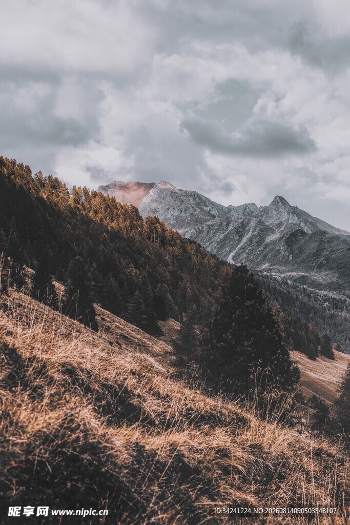 山间秋景云雾缭绕山峦