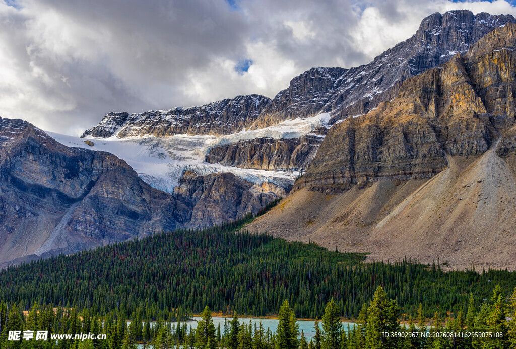 壮丽山景中的森林与湖泊