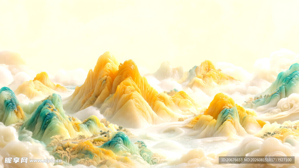 梦幻云海中的绚丽山峦