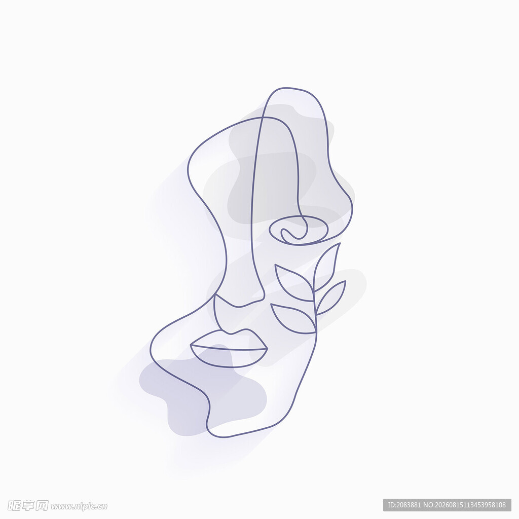 线条勾勒的抽象人脸造型