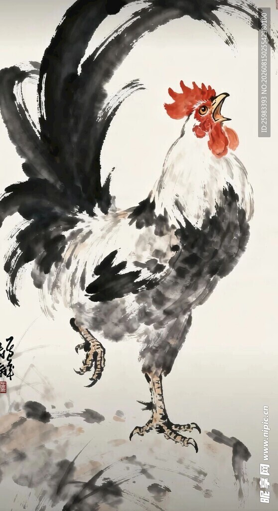 雄鸡国画