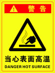 当心表面高温警示牌