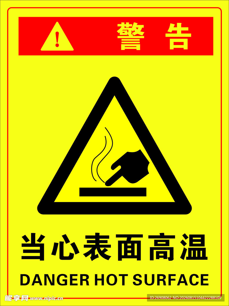 当心表面高温警示牌