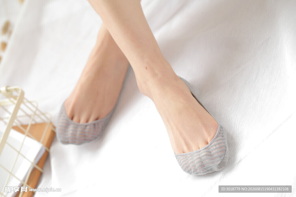 女士浅灰色分趾隐形船袜