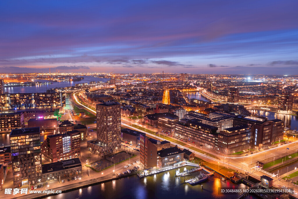 阿姆斯特丹城市璀璨夜景