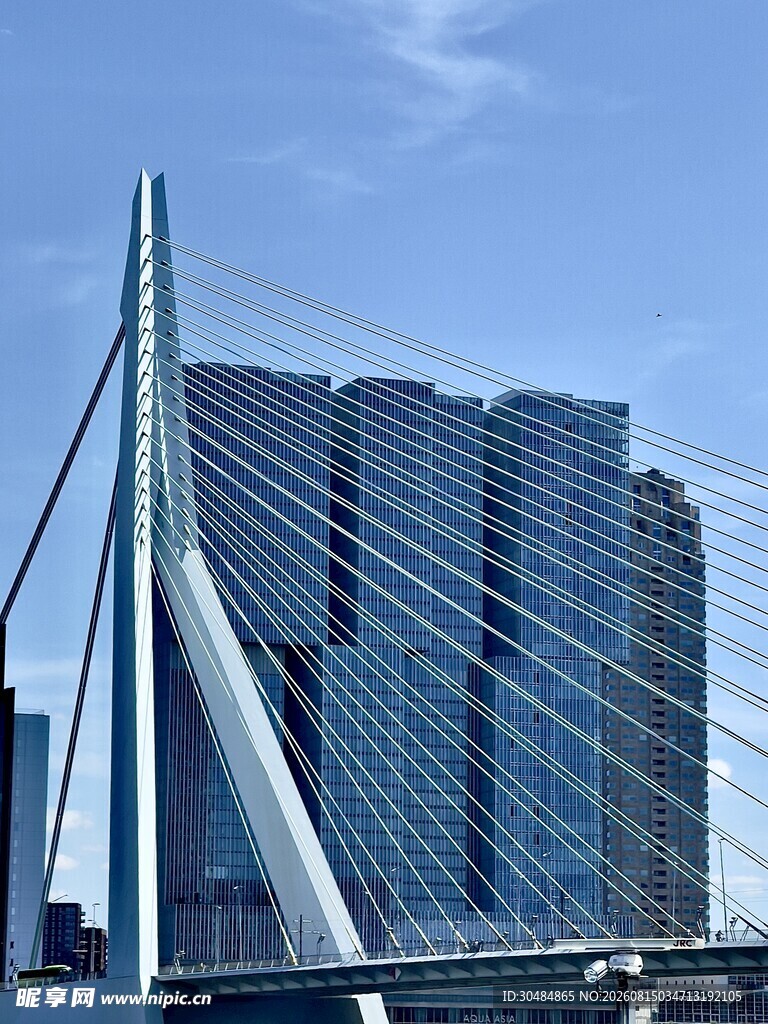 现代桥梁与摩天大楼景观