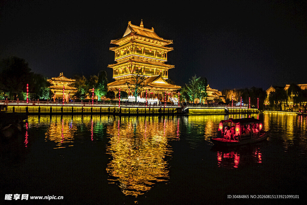 台儿庄古城夜景灯光