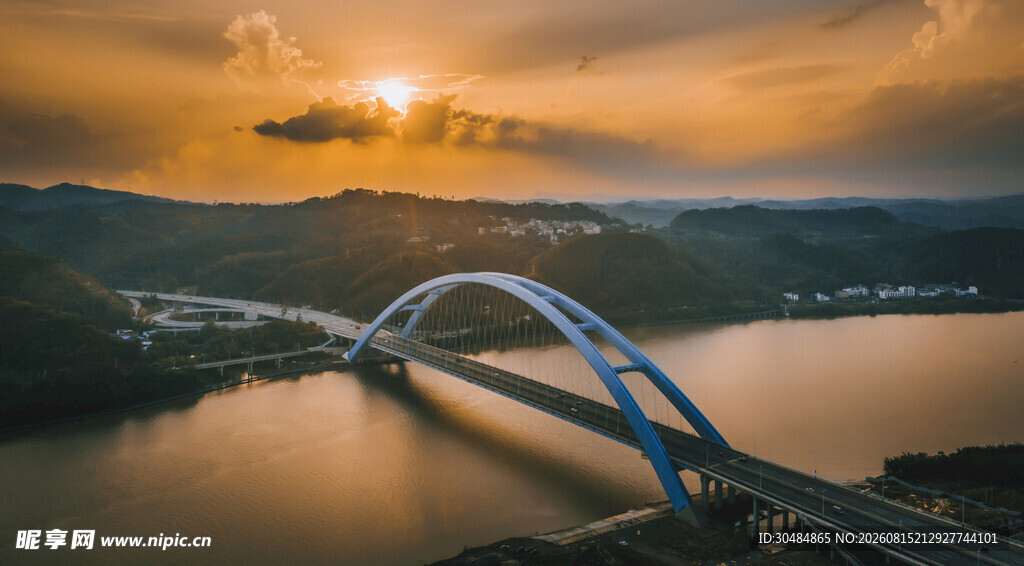 广西柳州官塘大桥日落