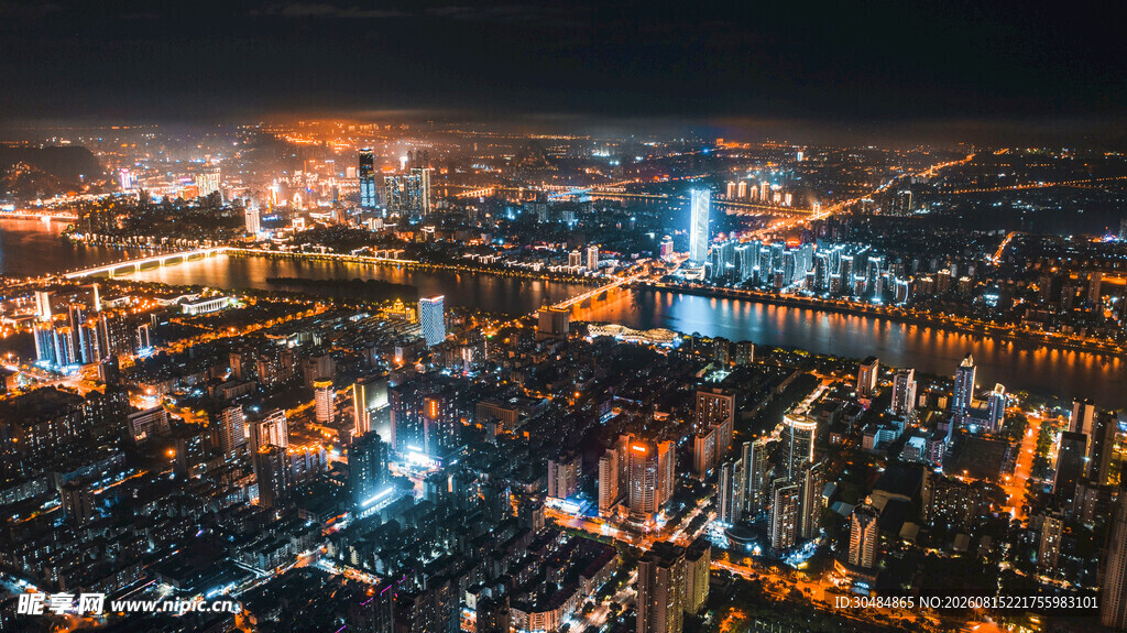 广西柳州城市风光夜景