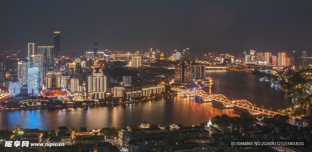 广西柳州城市风光夜景