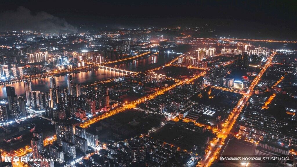 广西柳州城中区夜景风光