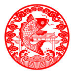 鲤鱼跃龙门矢量图