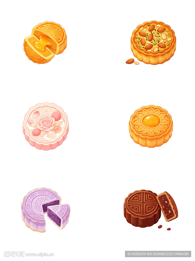 中秋月饼素材多样美味糕点集合