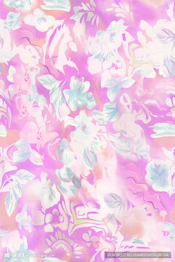 梦幻粉色花卉图案背景