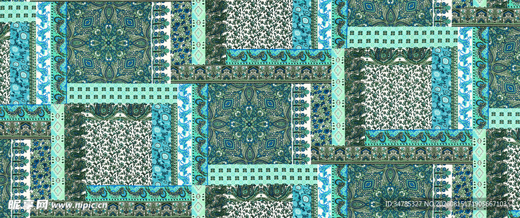 几何图案拼接的织物纹理