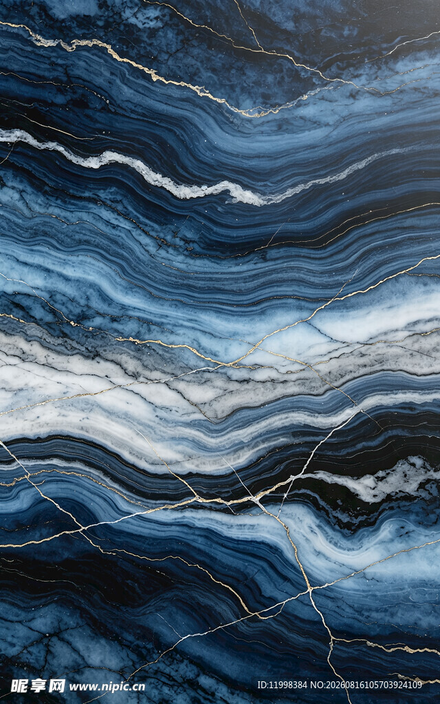 蓝调大理石纹理背景图
