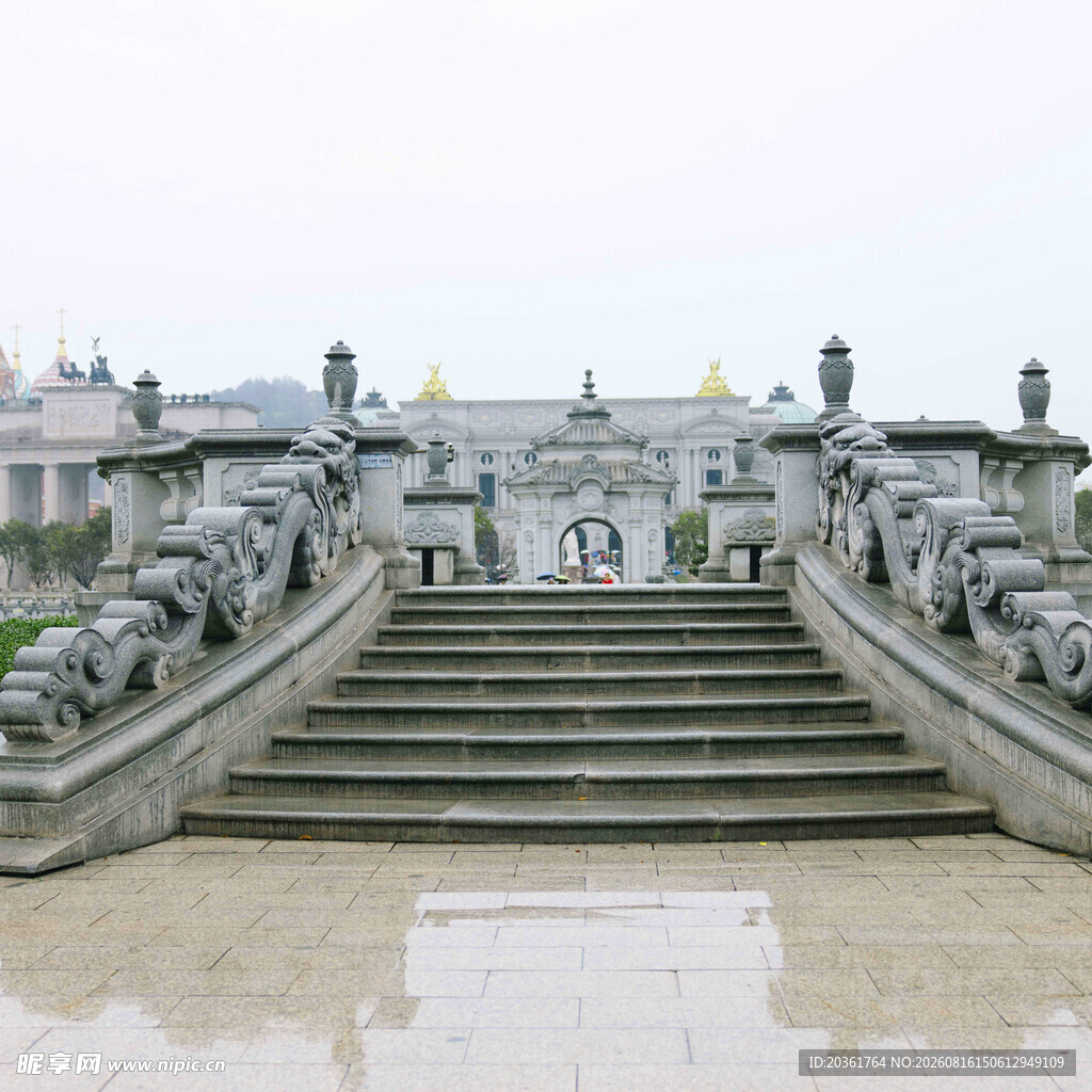 中式古建筑阶梯景观