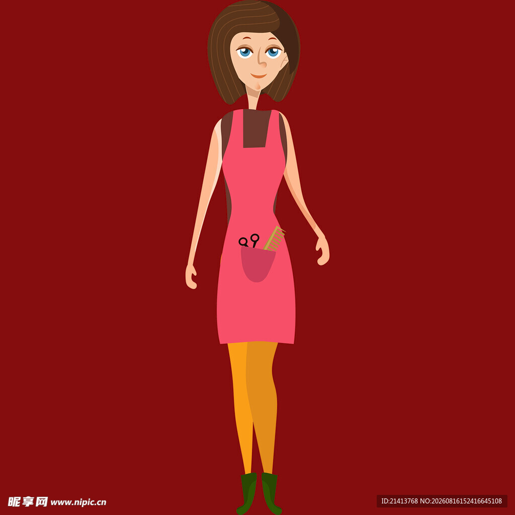 穿围裙的卡通女性形象