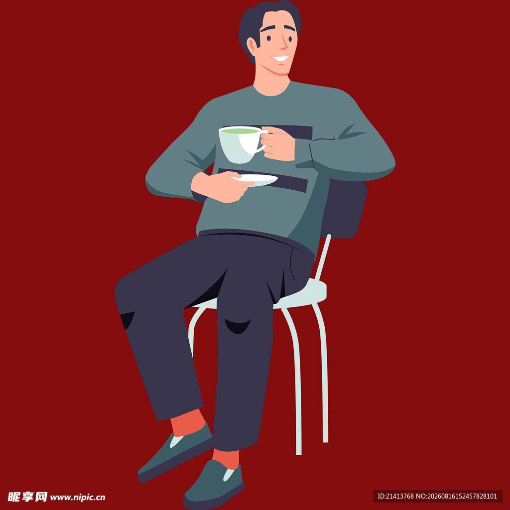坐着品茶的男士