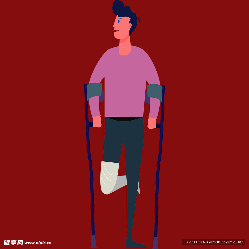 拄拐的腿部伤残人士