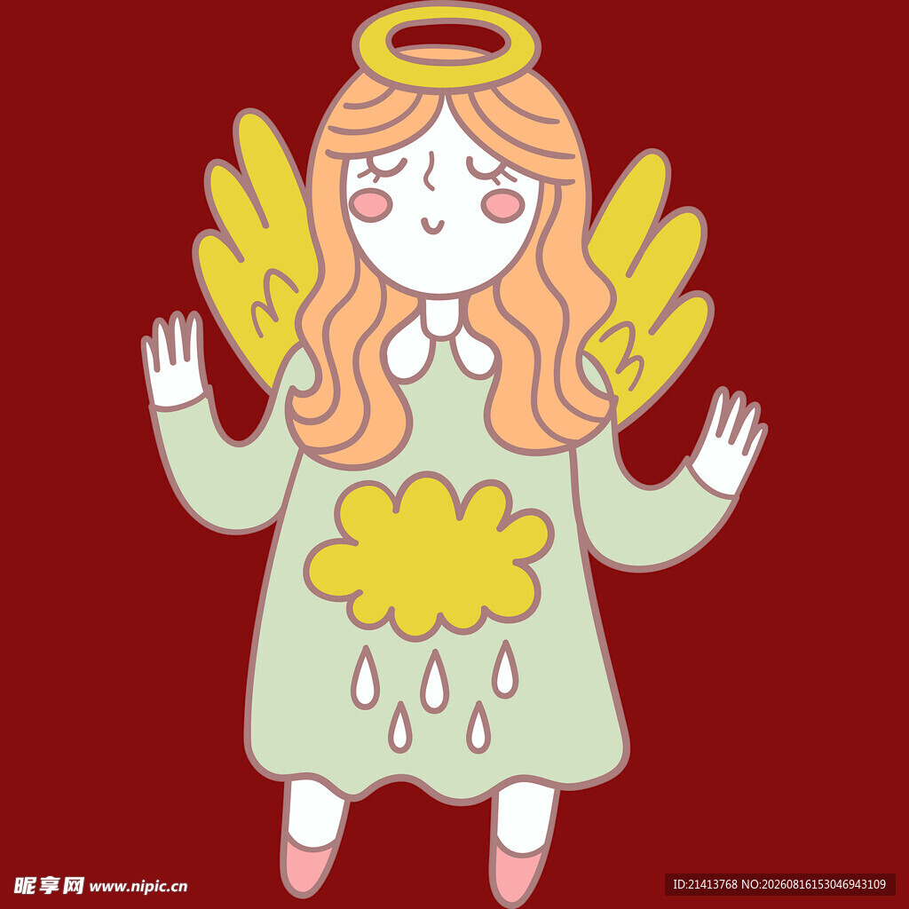 天使少女雨中模样