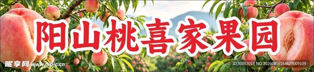 阳山桃喜家果园门头招牌横幅
