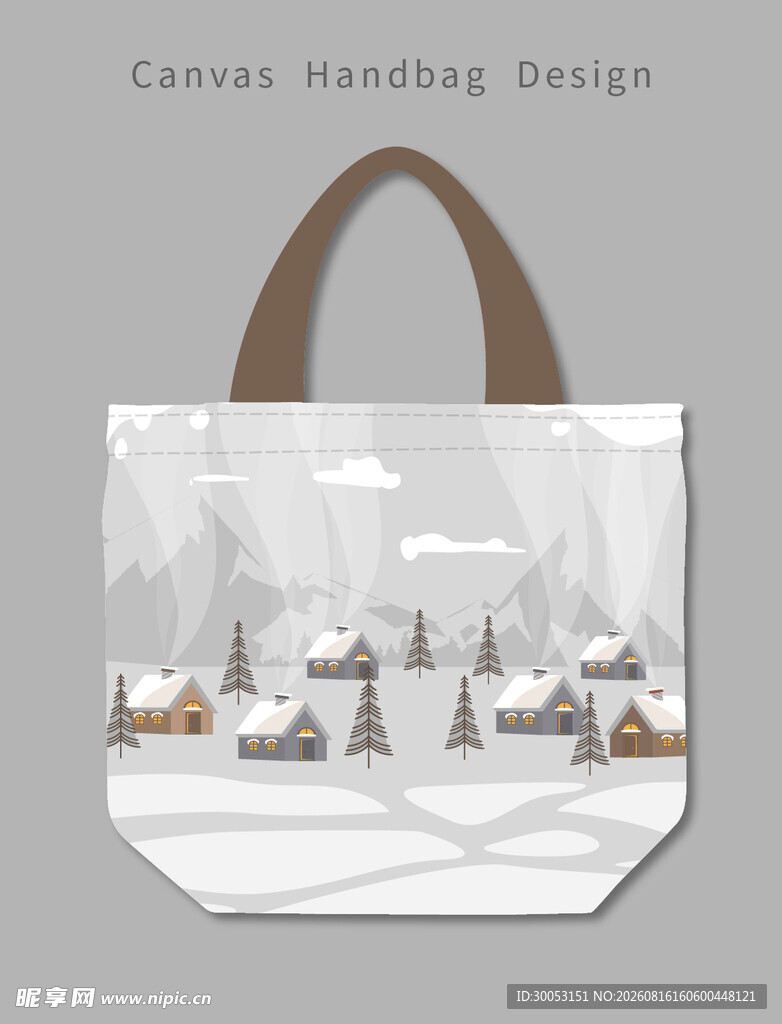 冬季雪景帆布手提袋设计