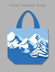 冬季雪山风景手提袋设计