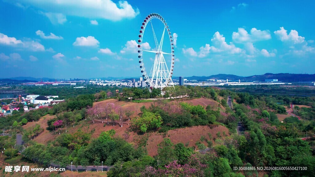 空中俯瞰壮观摩天轮景观