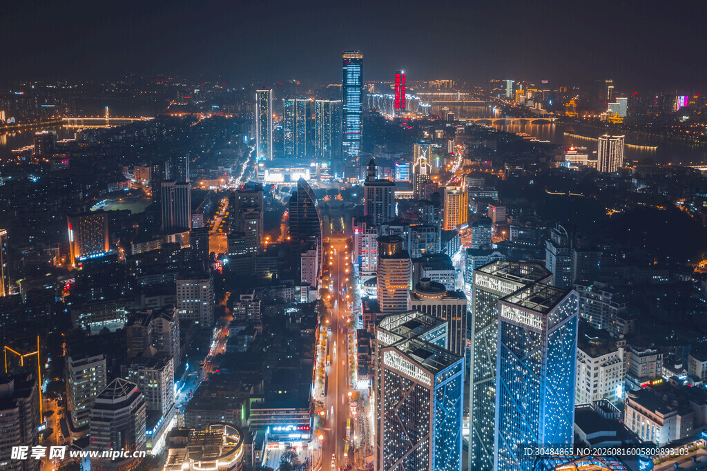 广西柳州CBD城市夜晚