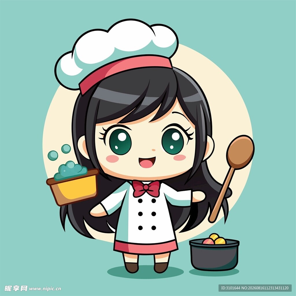 女孩厨师卡通