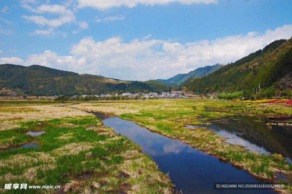 山间溪流绿野风光