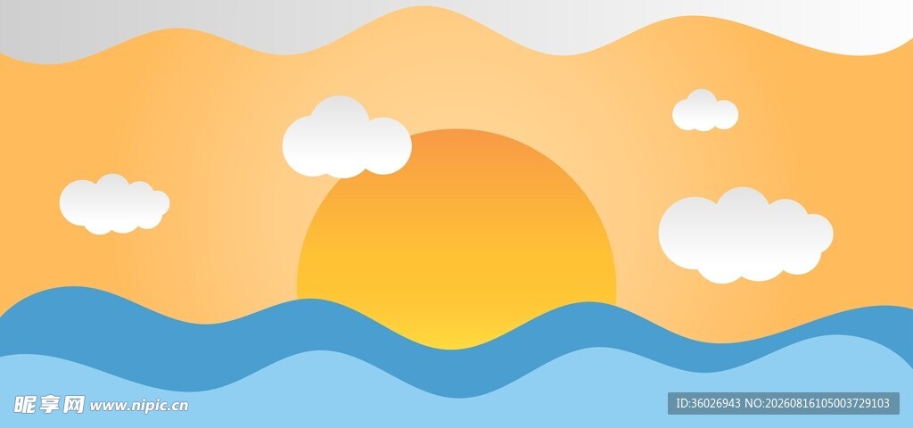 海滨日落插画