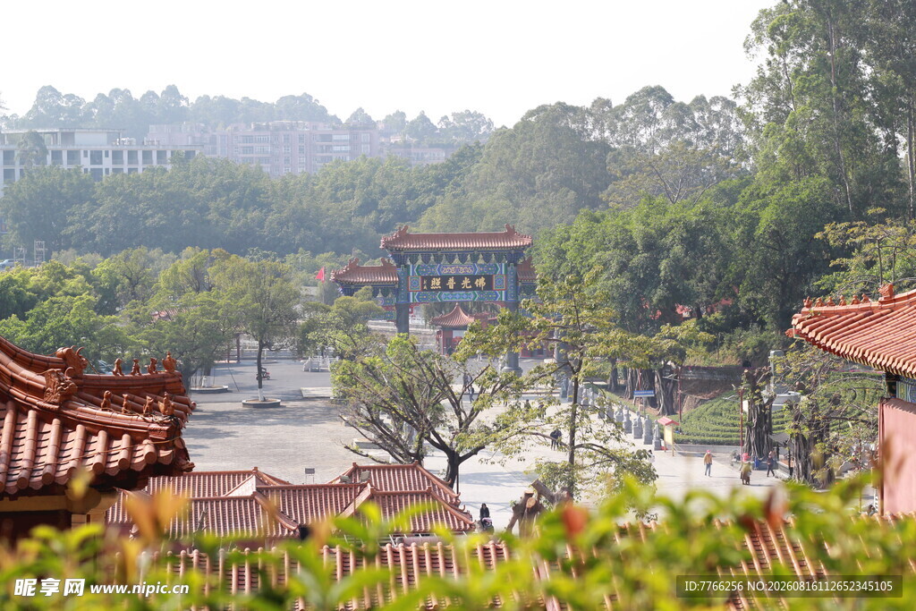 俯瞰中式园林景观