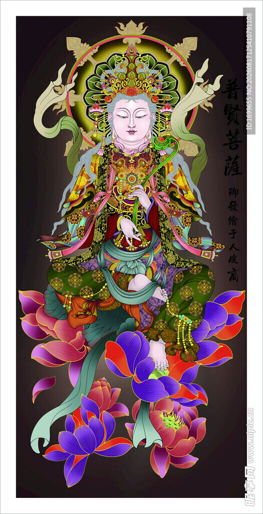 纹身普贤精美多彩的神像艺术作品