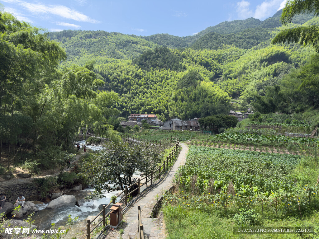 山间田园小溪的美丽景致
