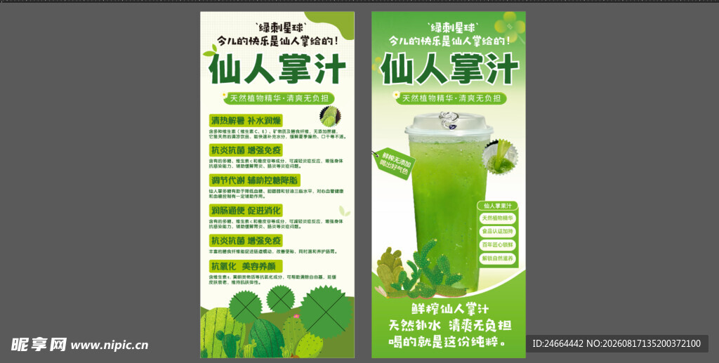 仙人掌果汁展架画