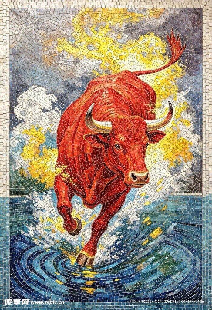 红牛镶嵌画