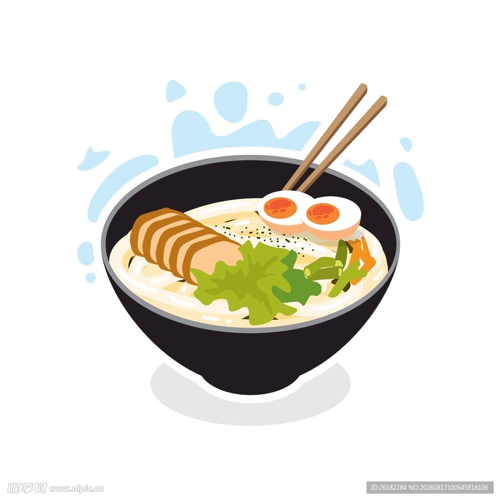 美味日式拉面插画