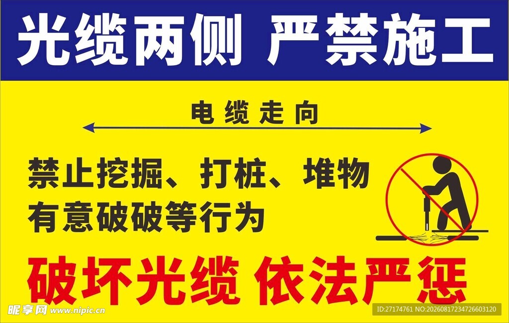光缆两侧严禁施工警示牌