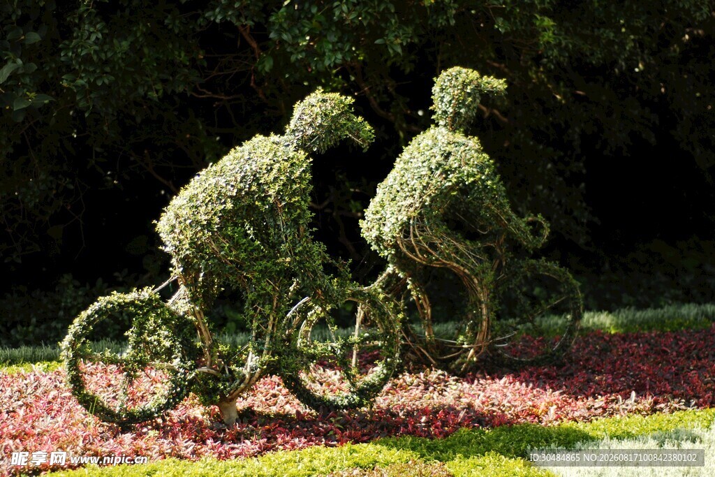 花园双人骑行景观