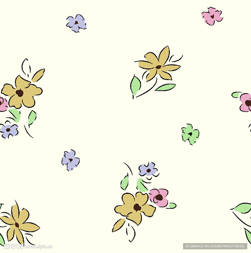 小碎花 数码印花 绣花布花型