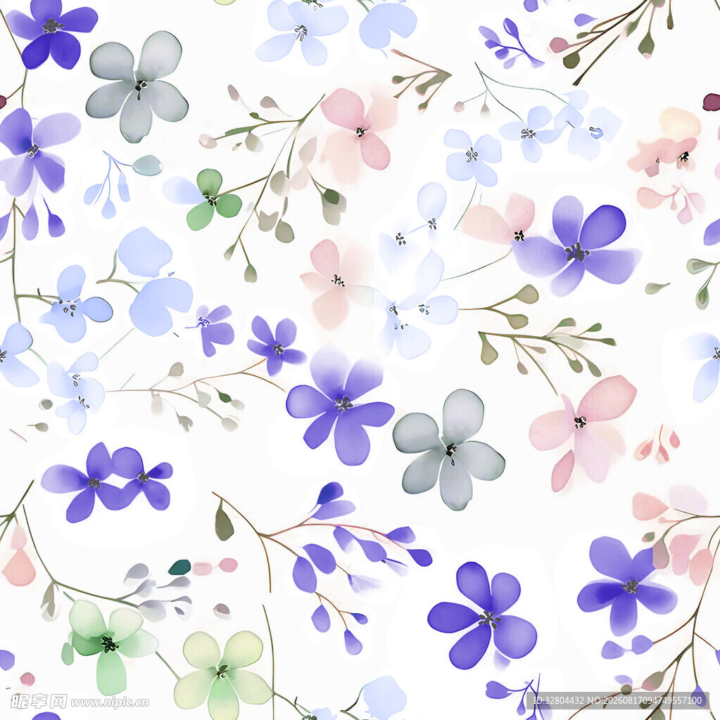 小碎花 数码印花 绣花布花型