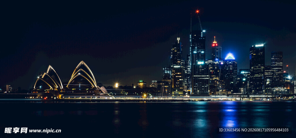 悉尼夜景璀璨港湾风光