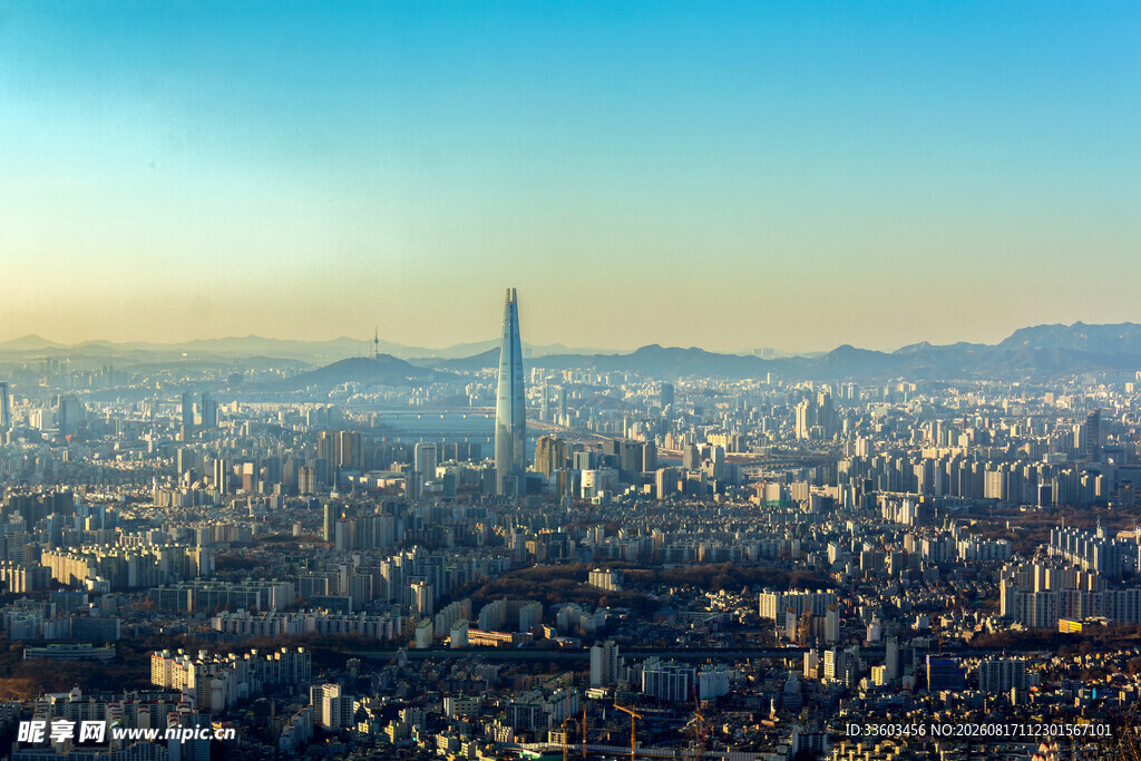 城市天际线全景俯瞰图