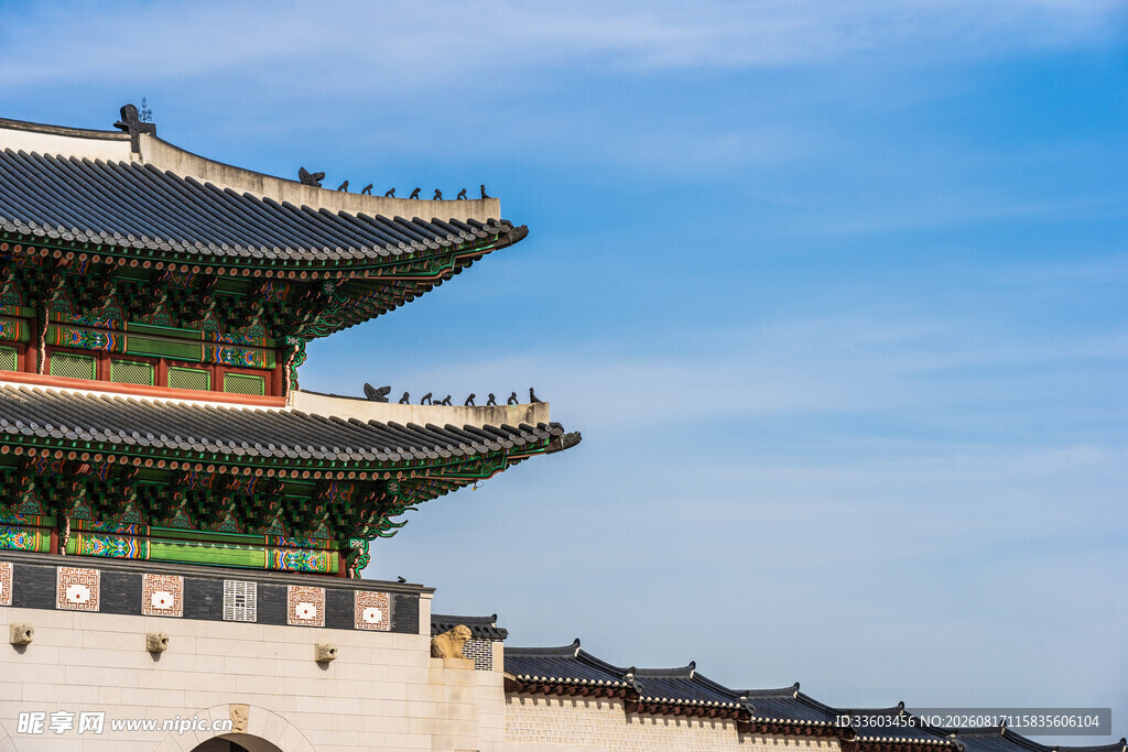 韩国传统宫殿建筑一角