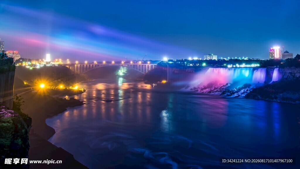城市桥梁夜景绚丽灯光秀